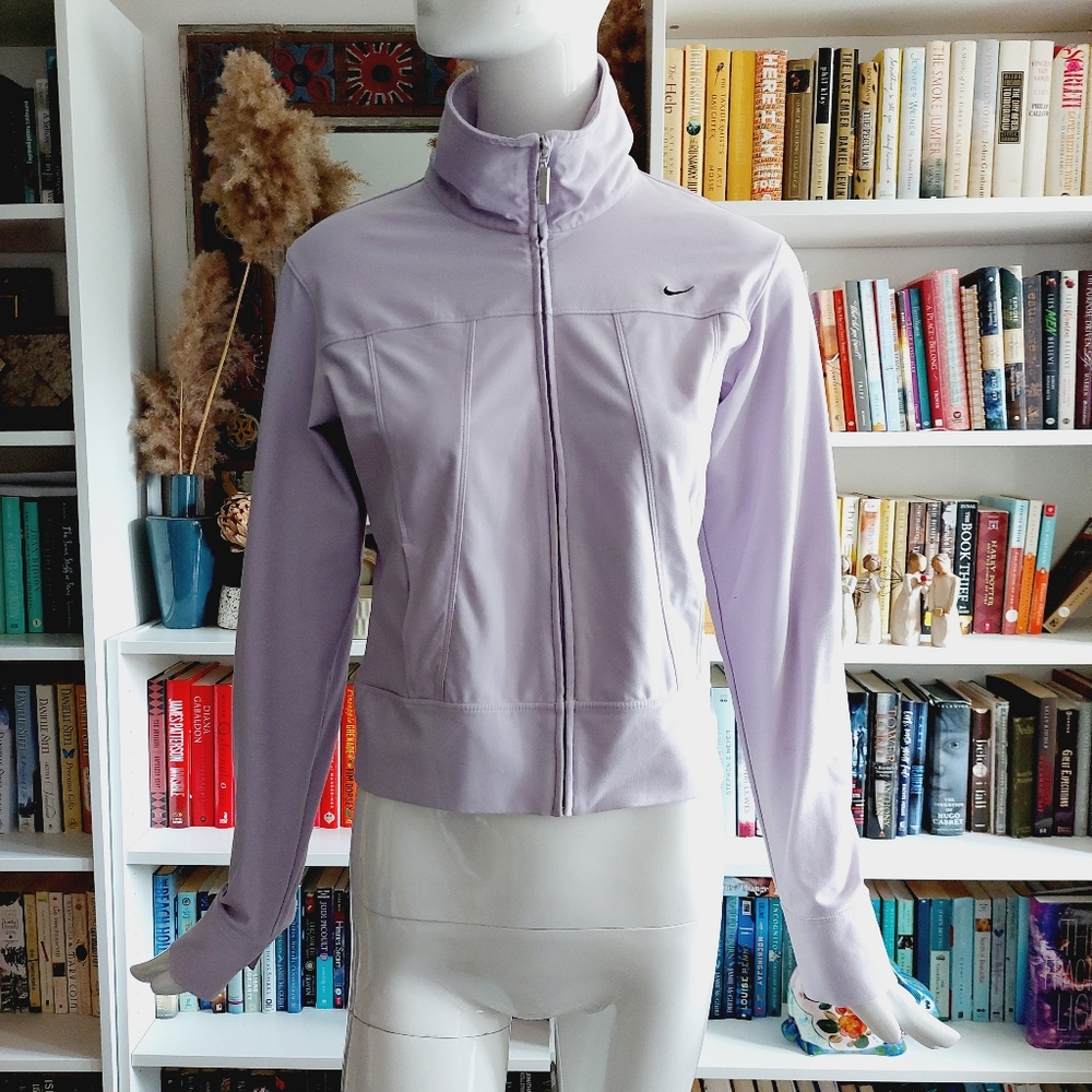 Nike Purple Comfy Athletic High Neck Font Zipper Pockets Athleisure Jacket P845